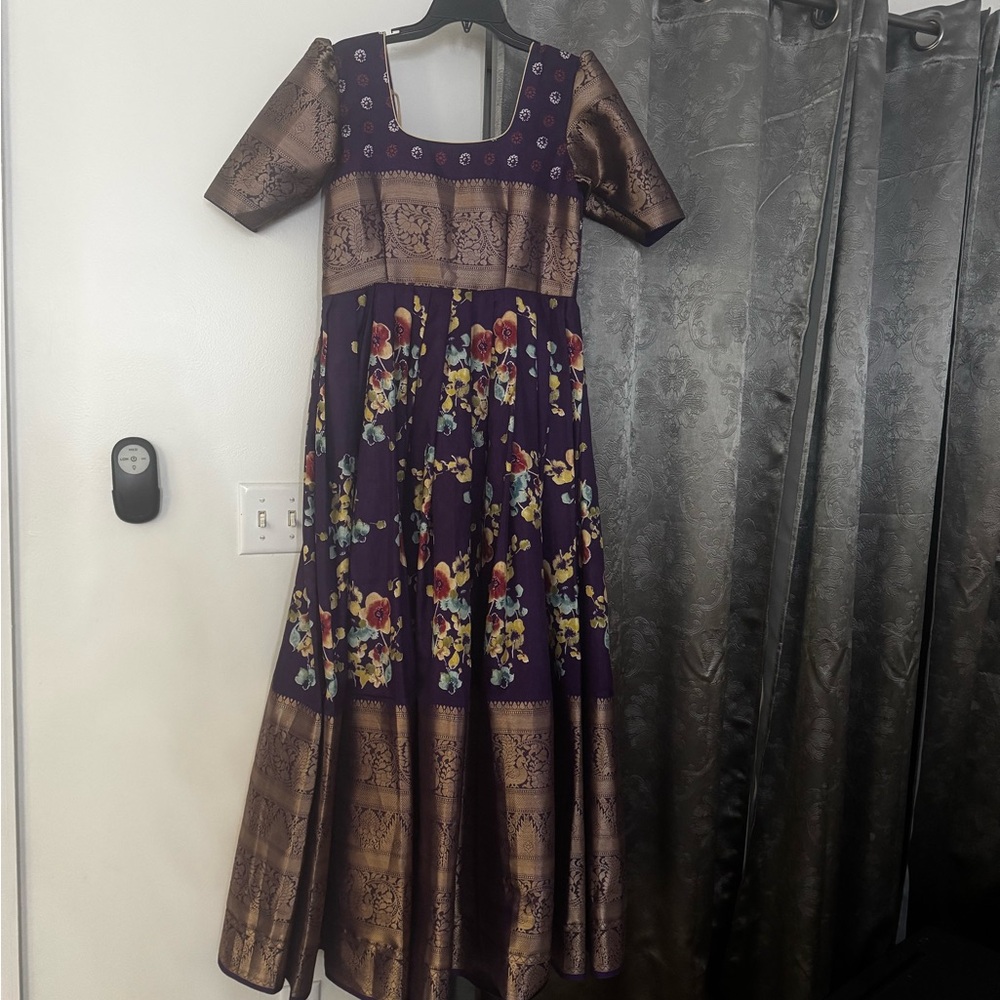 Elegant Floral and Gold Patterned Dress Indian dress